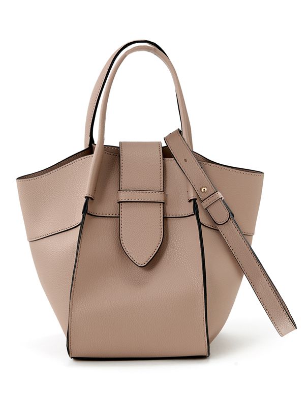 日本 GRL - 2way仿皮大開口托特包/側背包-棕