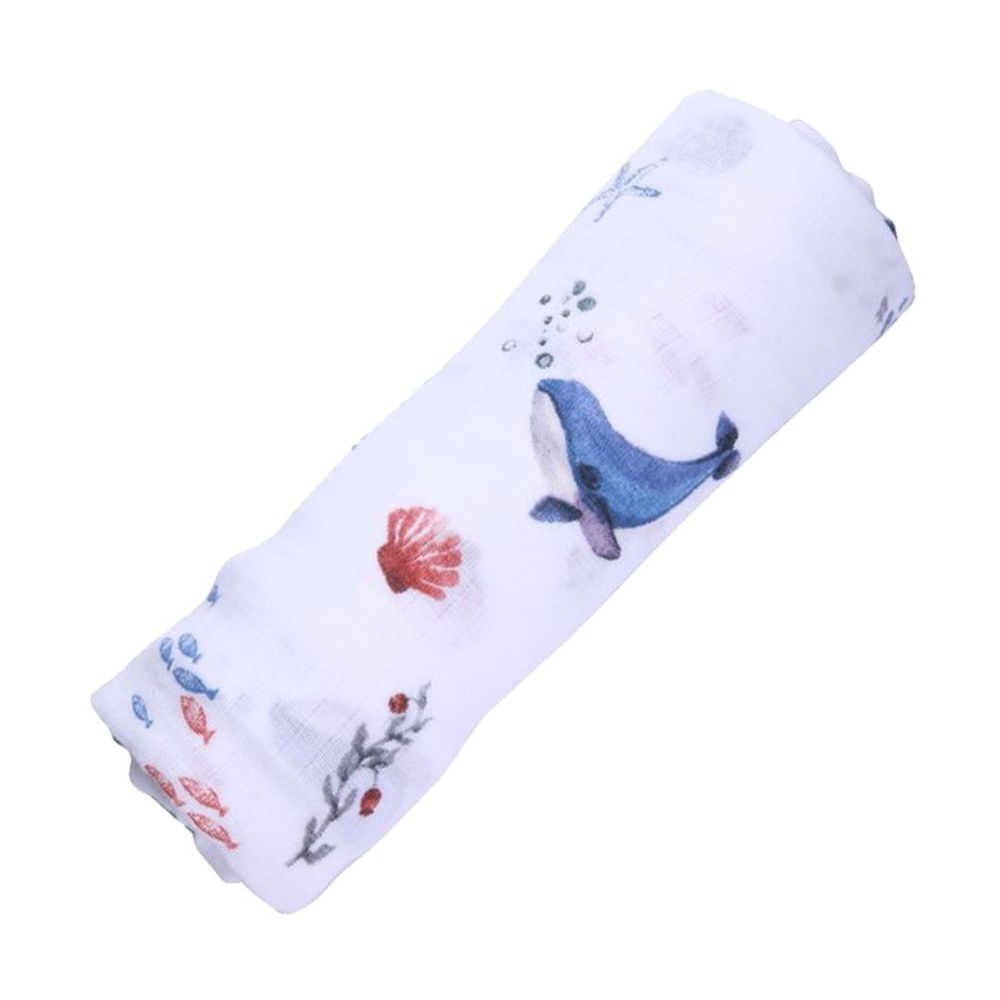 美國 Malabar baby - 有機棉包巾-海之樂章 (120*120cm)