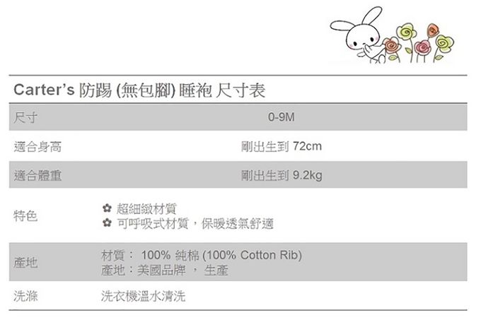 美國 Carter's - 嬰幼兒薄防踢睡袍-條紋羽球類