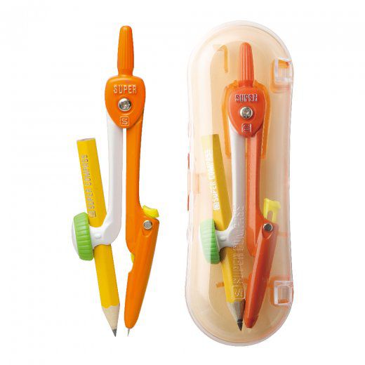 日本文具 SONIC - 可收針安全鉛筆圓規(附收納盒)-紅