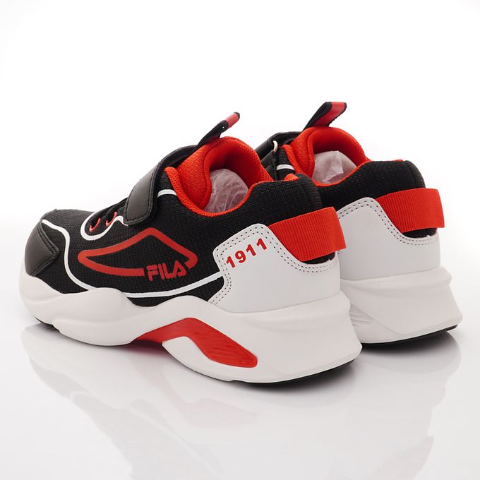 FILA - FILA輕量慢跑運動鞋-3-J812X-015黑紅(中大童段)-運動鞋-黑