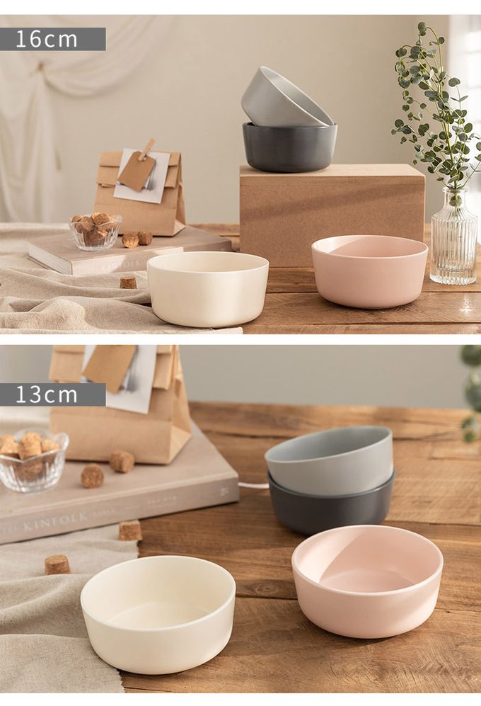 韓國 SSUEIM - Mariebel系列莫蘭迪陶瓷湯碗2件組(13+16cm) (灰色)