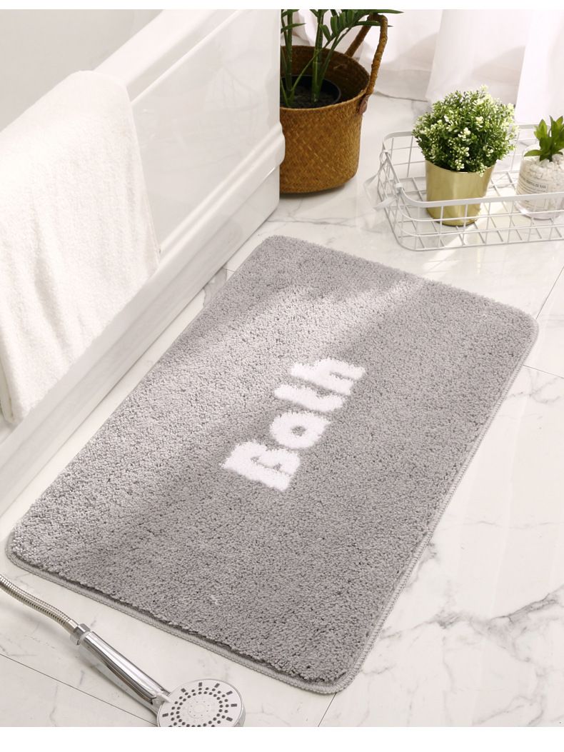 快速吸水植絨浴室腳踏墊-Bath淺灰色