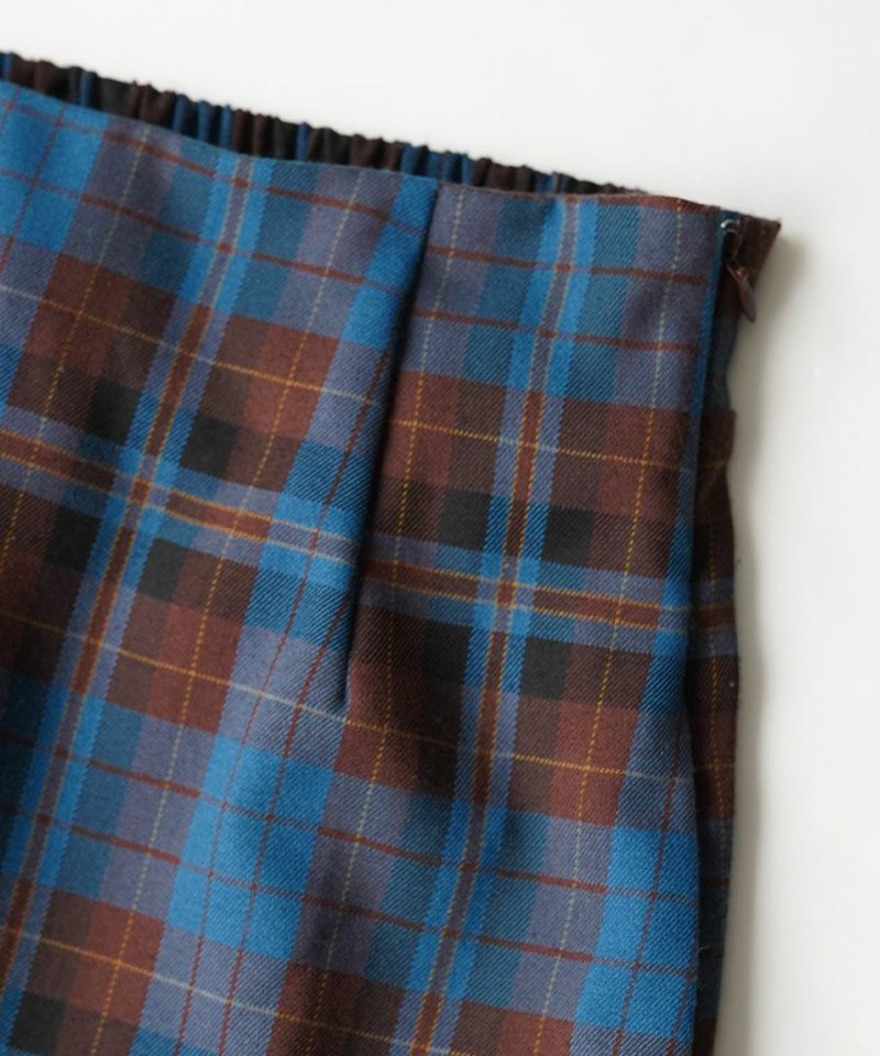 日本 zootie - 學院風格紋修身鉛筆裙-酒紅