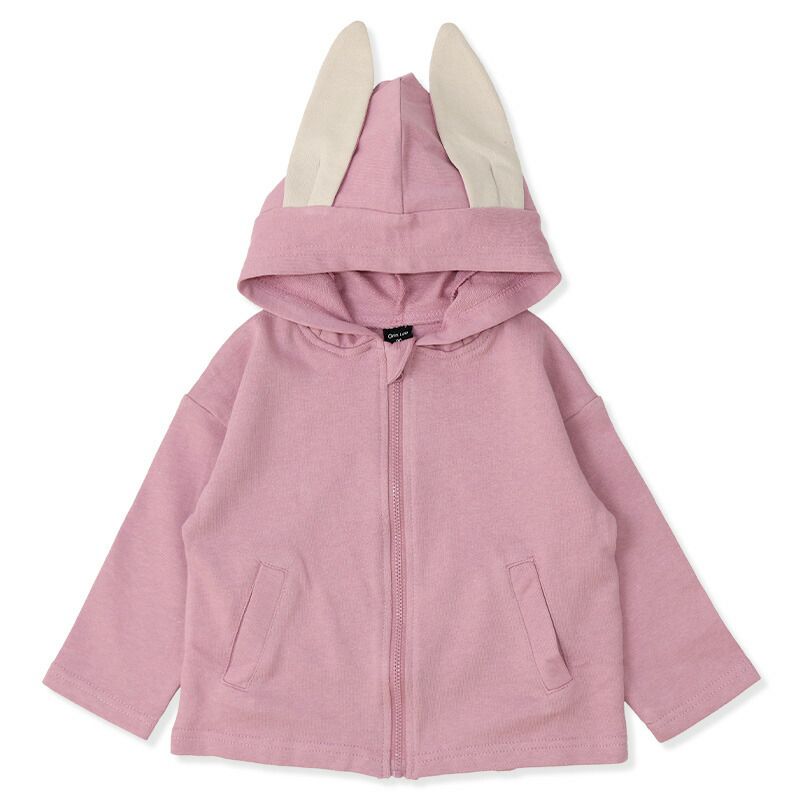 日本 ZOOLAND - 純棉動物耳朵薄外套-狐狸-橘