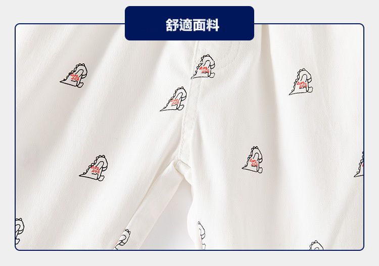 WELLKIDS - 腰鬆緊休閒五分褲-小小恐龍-深藍色