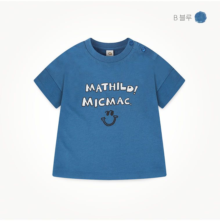 韓國 milk mile - 站立海豹英文字上衣-靛藍