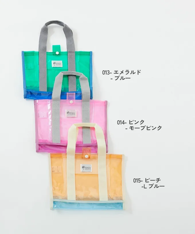 日本 devirock - 果凍色系PVC游泳/玩水包-水藍x紫