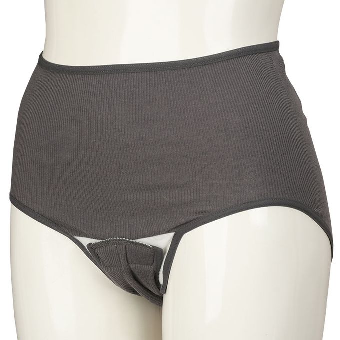 akachan honpo - 產後護理羅紋內褲-2件組-深灰色 (M~L)
