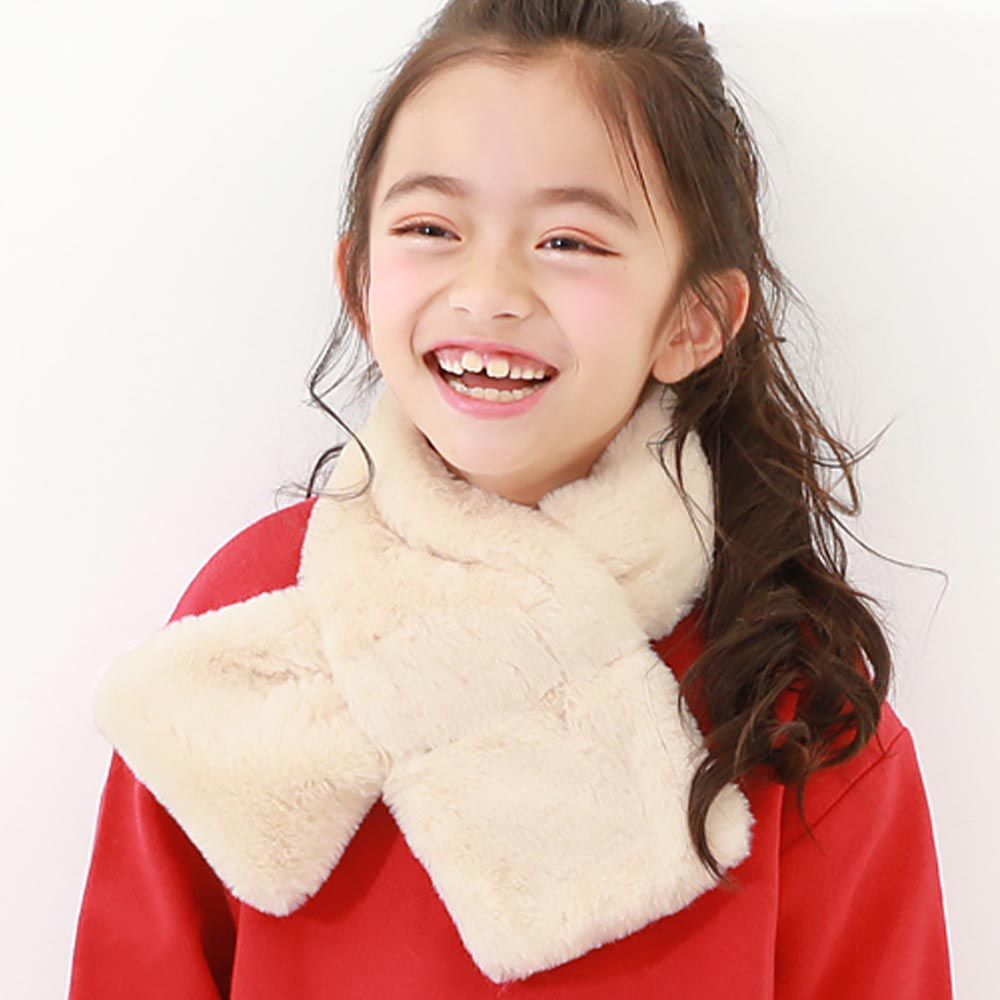 日本 devirock - 柔軟短絨毛優雅造型圍巾-象牙白 (FREE)