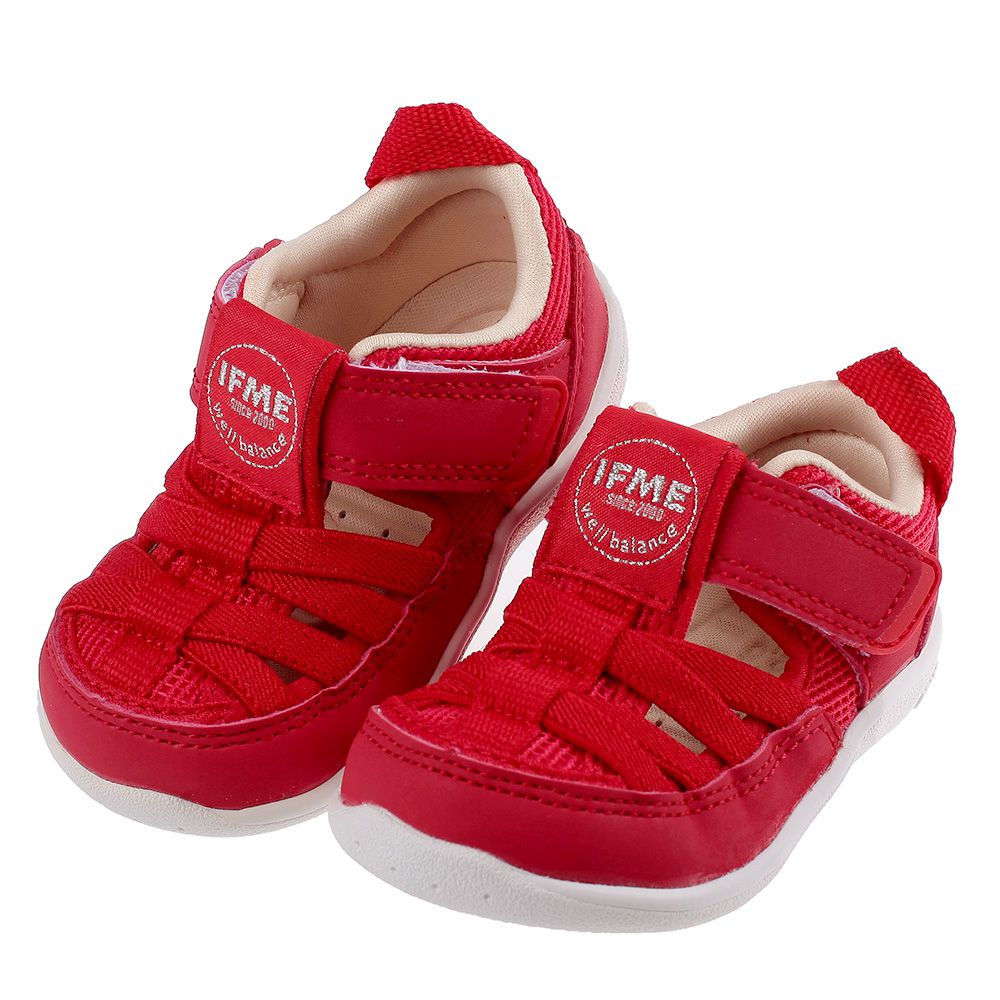 日本IFME - 極簡紅色寶寶機能水涼鞋-紅色