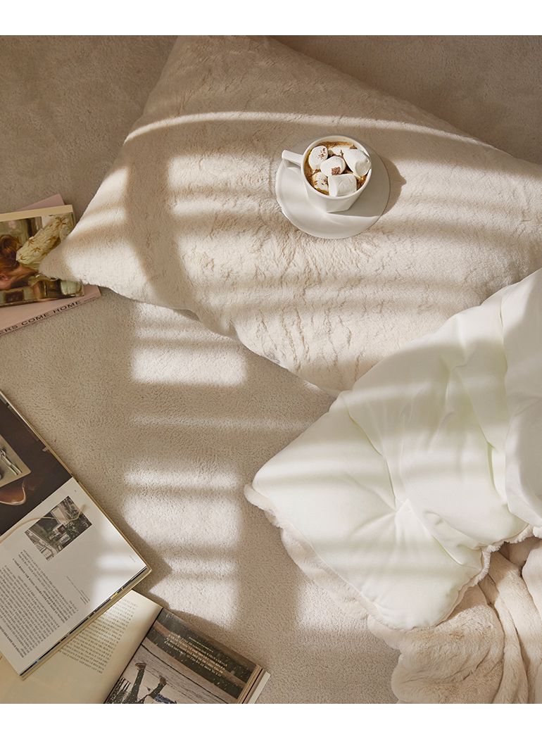 韓國 Maatila - 高密度雙面絨毛枕套-燕麥牛奶 (50X70cm)