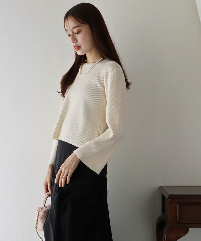 日本 BLUE EAST - 後交叉設計羅紋長袖上衣-咖啡棕