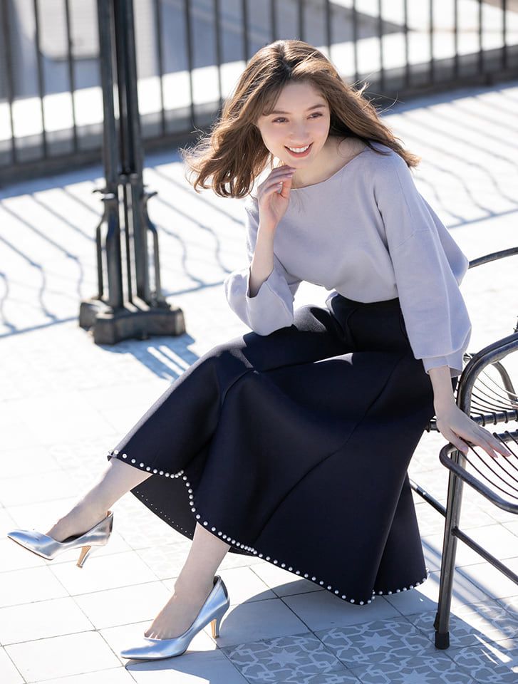 日本 fifth - 柔軟質感船型領針織上衣-深藍