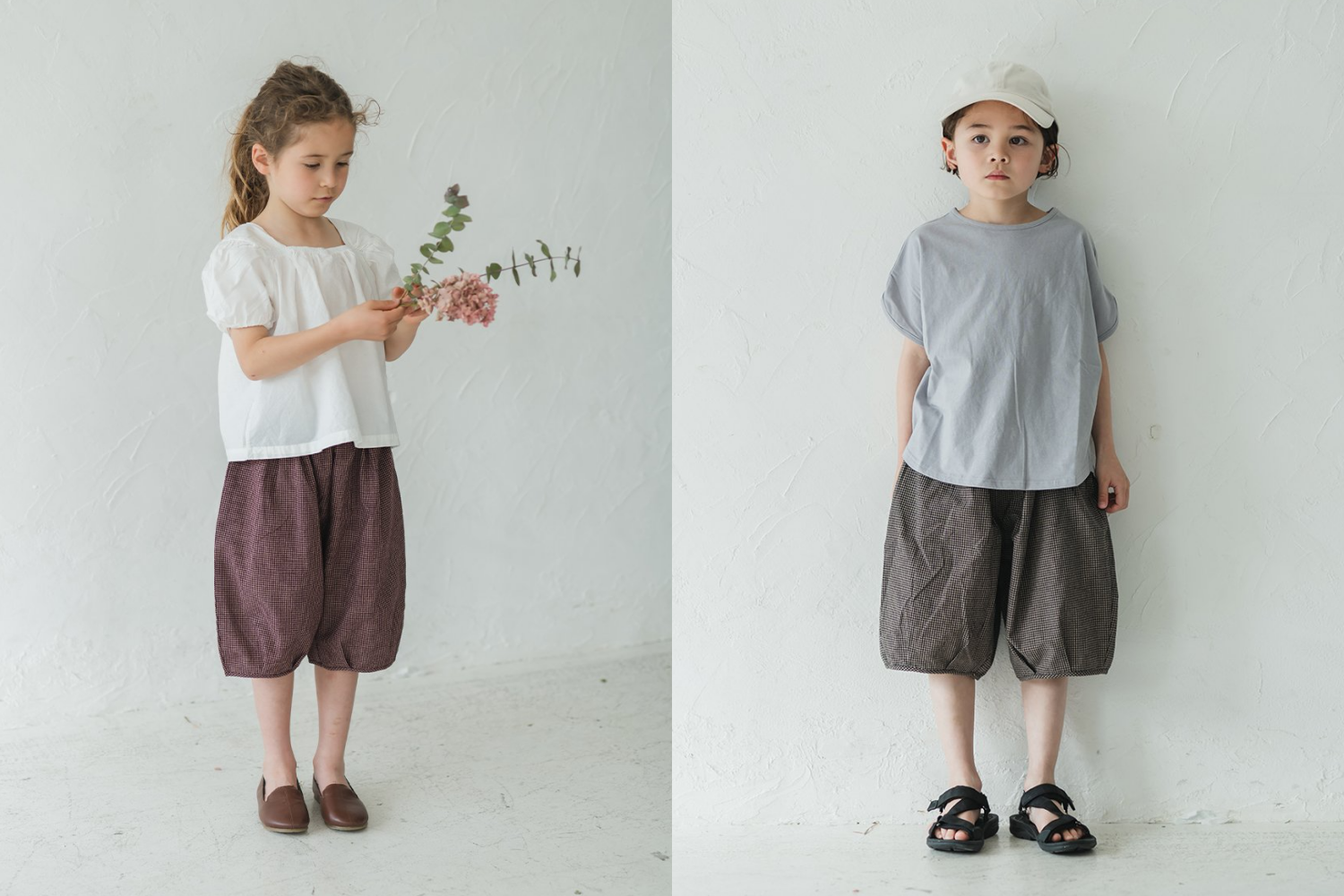 日本 riziere - 純棉澎澎燈籠七分褲-格子-黑