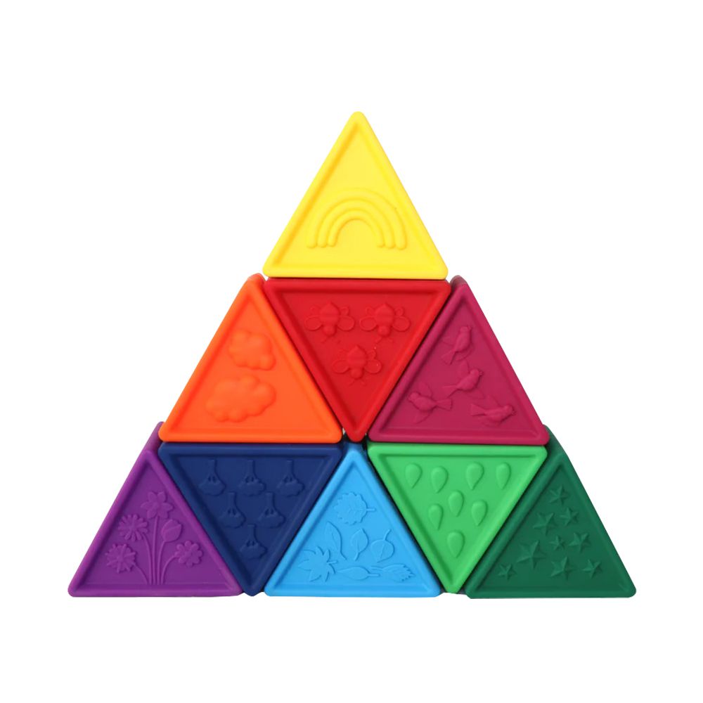 jellystone - 三角矽膠積木塔-明亮彩虹