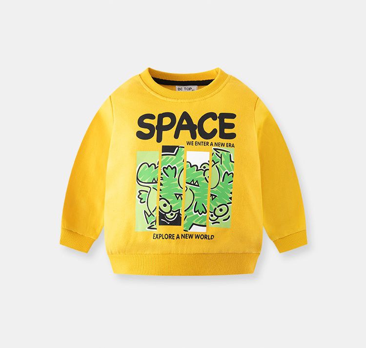 純棉圓領長袖上衣/大學T-多元宇宙恐龍-灰綠色