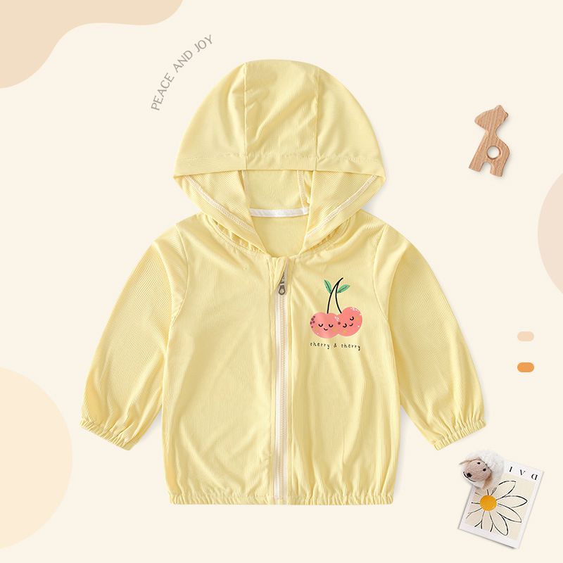 UPF50+冰絲涼感兒童防曬外套-單人飛機-黃色