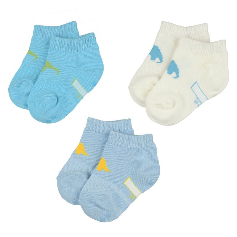 akachan honpo - 踝襪3雙組-恐龍-藍色