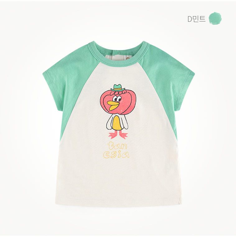 韓國 milk mile - 南瓜大嘴鳥圖案上衣-薄荷綠