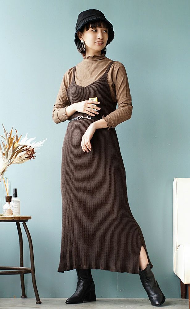 日本 zootie - 微透感木耳領格紋長袖內搭-米杏