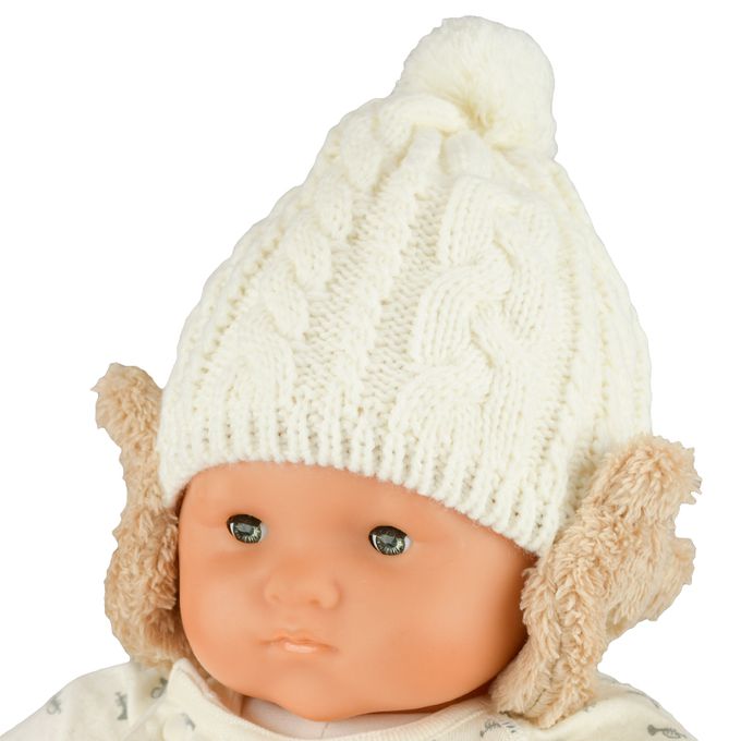 akachan honpo - 針織帽-動物造型護耳-米白色