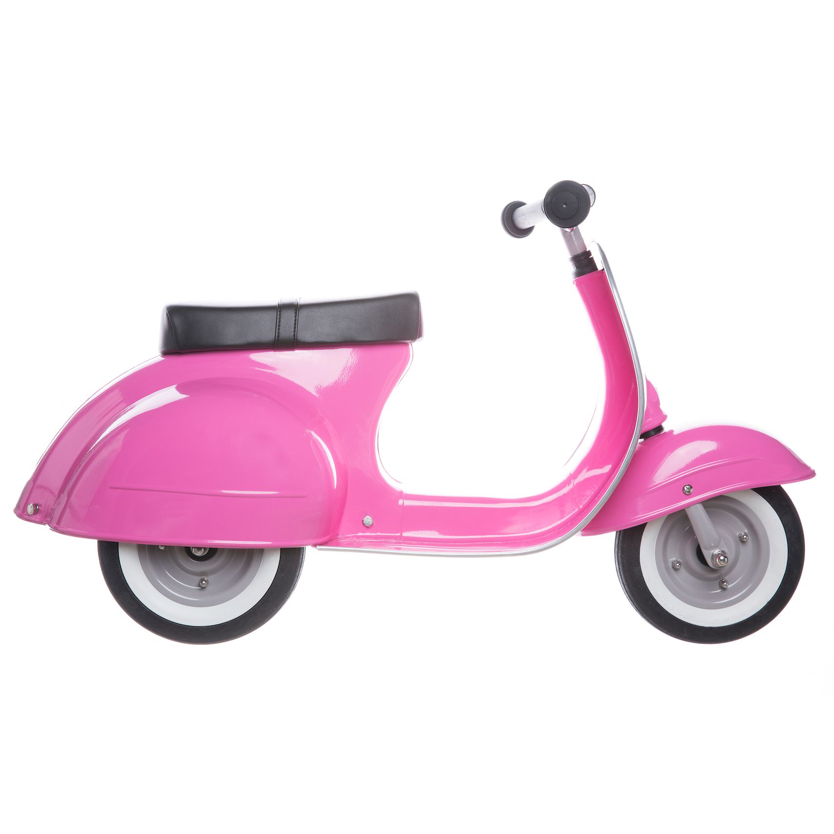 義大利Vespa - 【超值兩台組】Vespa電動玩具車-白+Ambosstoys PRIMO經典偉士牌復古造型滑步車-桃心粉