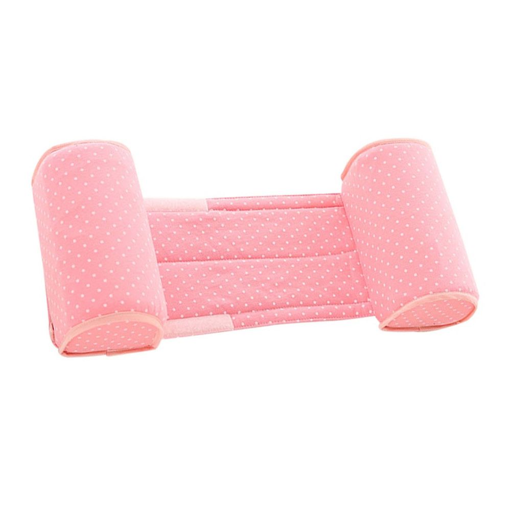 JoyNa - 新生兒防側翻枕 兒童固定枕(枕套可拆洗)-粉紅點點 (枕:43*18CM; 最小寬度約17CM，最大的寬度約23CM)