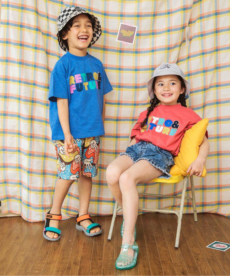 日本 BREEZE - 彩色標語短袖上衣-寶石藍