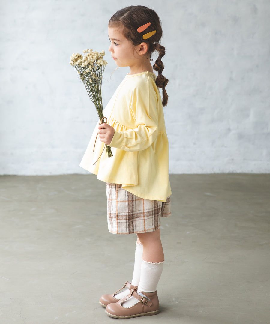 日本 PAIRMANON - 前短後長荷葉擺長袖上衣-薰衣草