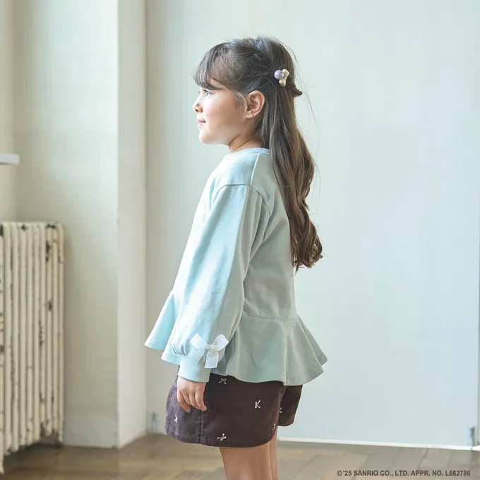 日本 Lycee mine - 連名款 可愛荷葉邊印花長袖上衣-卡通人物三麗鷗-紫
