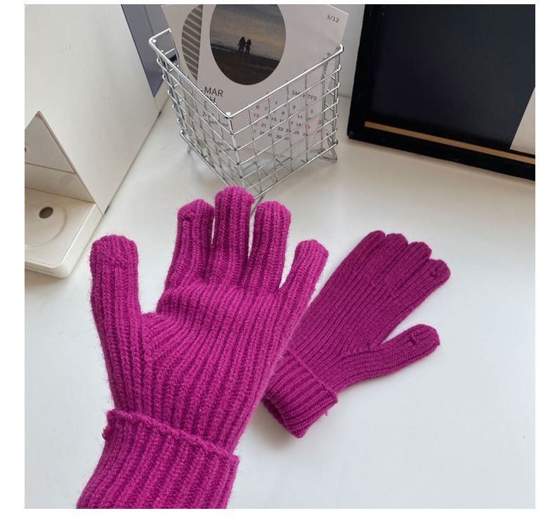 可觸控針織長款手套-杏色 (均碼)