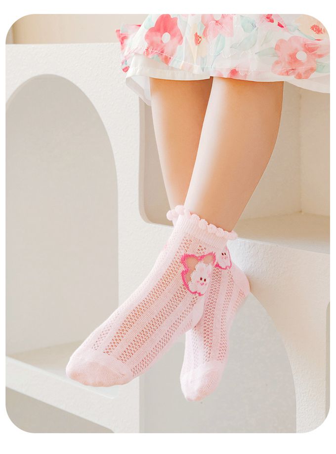 甜心小兔愛胡蘿蔔網眼短筒棉襪