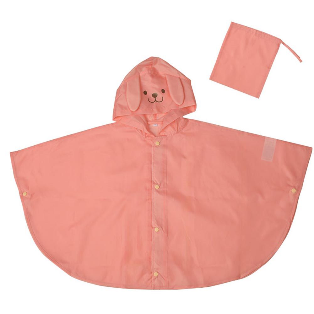 akachan honpo - 動物造型短斗篷式雨衣-兔子-粉紅色 (90cm)