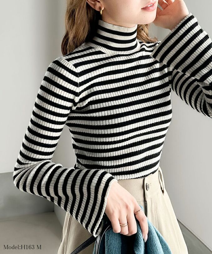 日本 Classical Elf - 小立領彈性羅紋針織上衣-摩卡杏