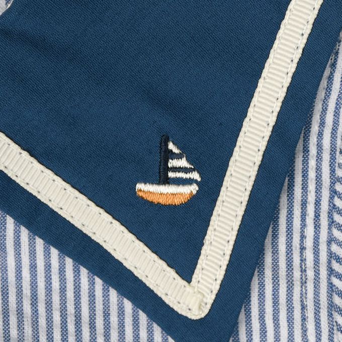 akachan honpo - 短袖兔裝-平織 航海圖案-深藍色