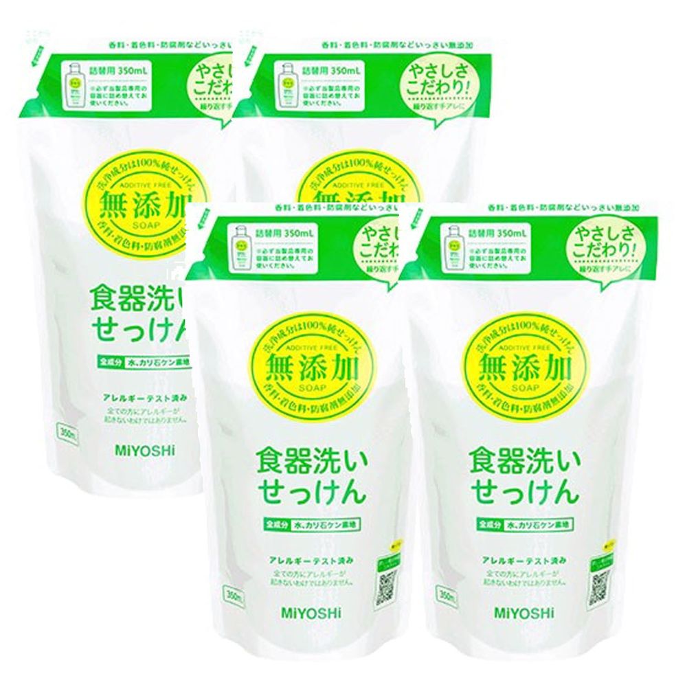 日本 MIYOSHI 無添加 - 餐具清潔液-補充包-350ml*4