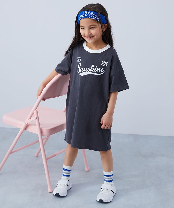 日本 devirock - 100%棉 女孩印花短袖洋裝-不同凡想-薄荷綠