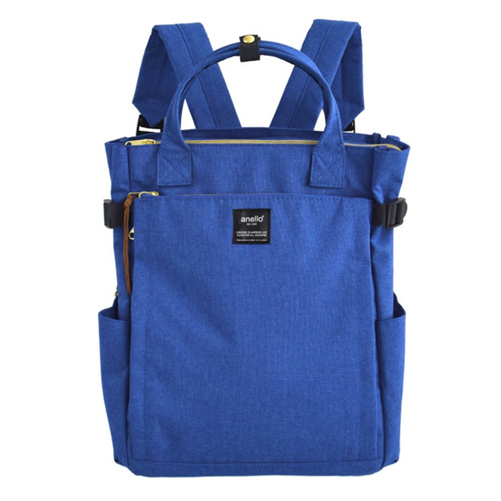 日本 Anello - 日本新款時尚牛津布後背包 10POCKET-Regular大尺寸-BL藍色