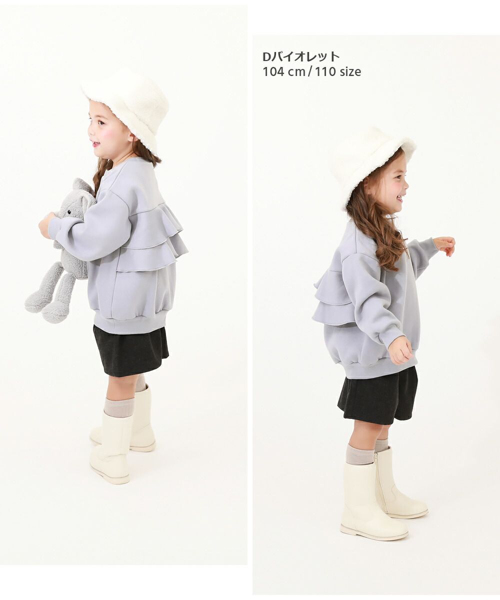 日本 devirock - 內刷毛背後荷葉皺褶長袖上衣-藍綠