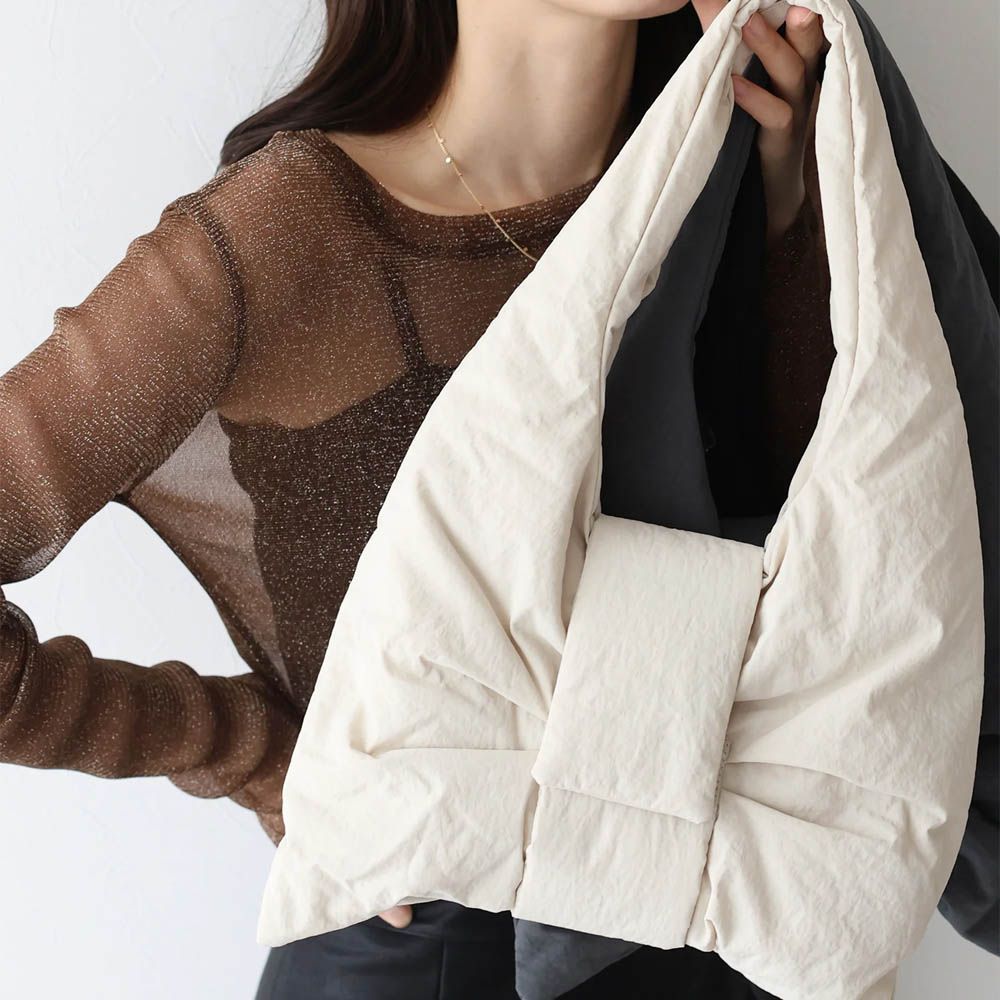 大蝴蝶結造型柔軟2way側背/手提包-淺米