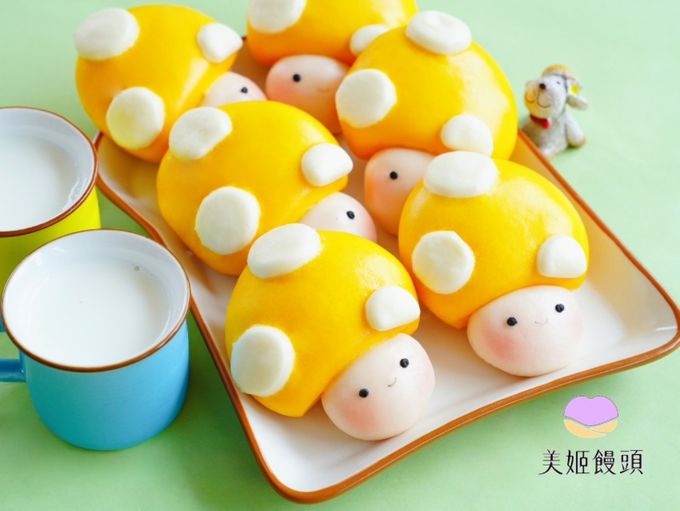 美姬饅頭 - 蘑菇家族鮮乳造型饅頭-6入