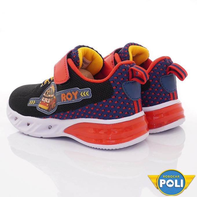 POLI-羅伊閃亮電燈鞋POKX21202黑紅(中小童段)-電燈鞋-黑紅