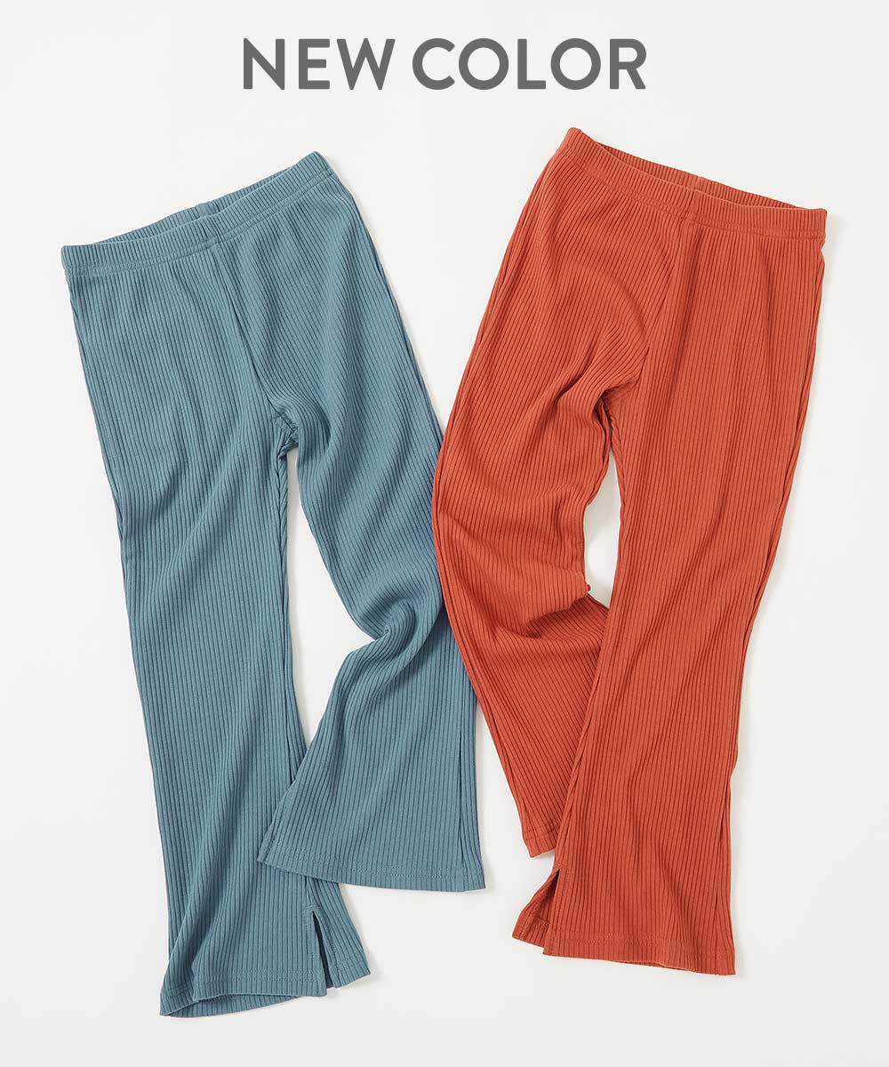 日本 devirock - 俐落羅紋開衩喇叭寬褲-軍綠