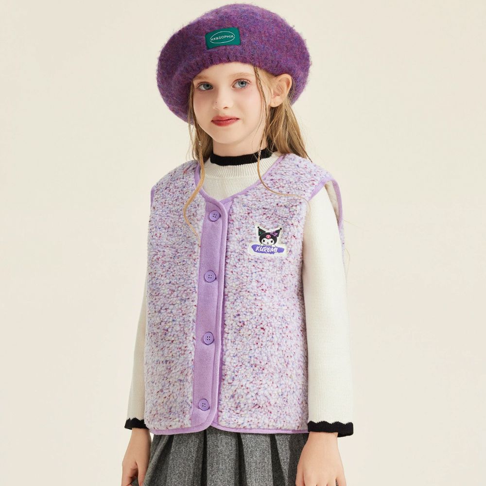 羊羔絨感保暖背心-卡通人物酷洛米-紫色