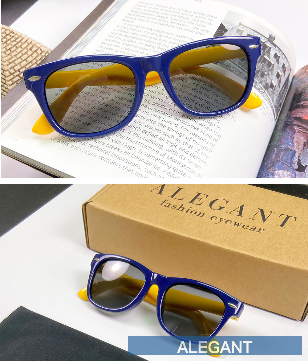 ALEGANT - 活力黃中性兒童專用輕量彈性偏光墨鏡│UV400太陽眼鏡