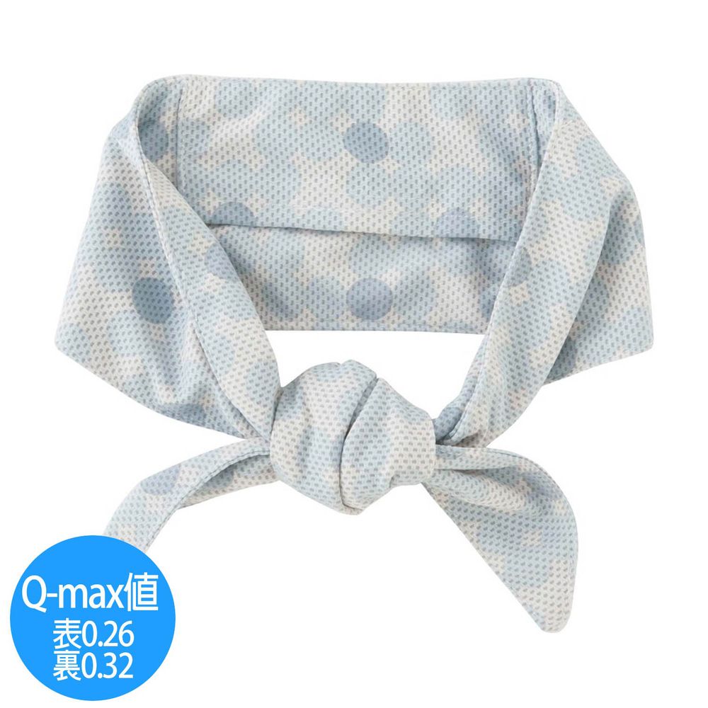 日本小泉 - UV cut 90% 接觸冷感 水涼感領巾(附保冷劑)-漸層波點-淺藍白 (8.5x88cm)