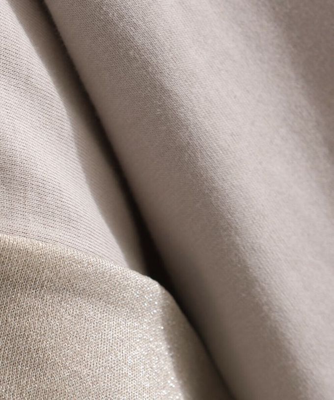 日本 le colis - 光澤滾邊舒適休閒法式袖上衣-卡其棕