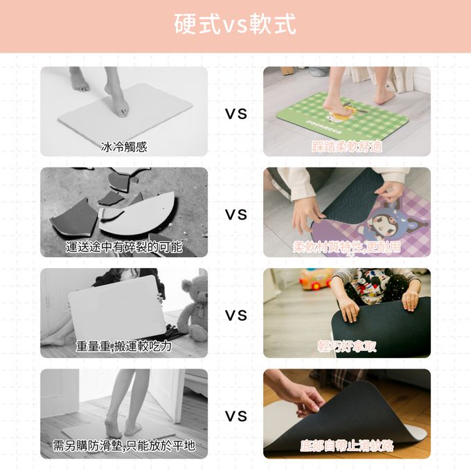 收納王妃 - Sanrio三麗鷗【玩偶酷洛米】 珪藻土軟式吸水地墊 浴室地墊 腳踏墊 吸水墊60X40X0.5cm