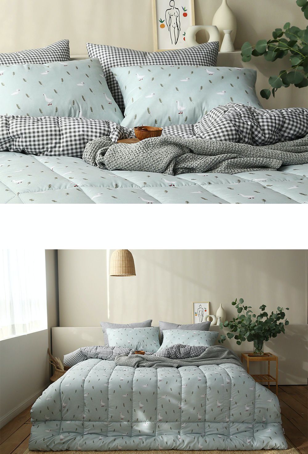 韓國 Maatila - 可水洗超細纖維桃皮感棉被-藍色鴨鴨